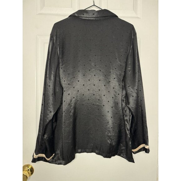 Victoria's Secret Women's Size XL Satin Silky Black Dots Pajama Set Pink Accent - Picture 5 of 9